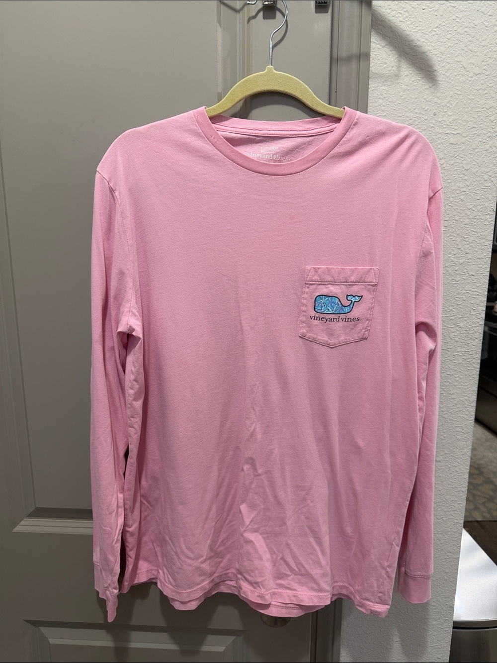 Vineyard vines pink blue long sleeve vintage whale pocket tshirt tee L